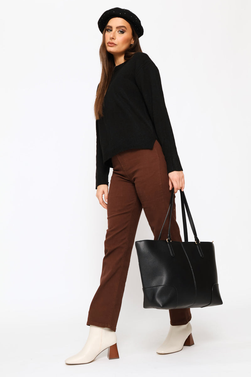 Panel Shopper Bag - Black