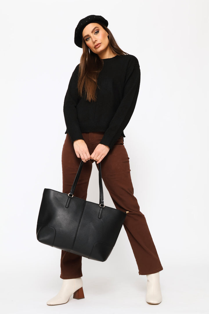 Panel Shopper Bag - Black