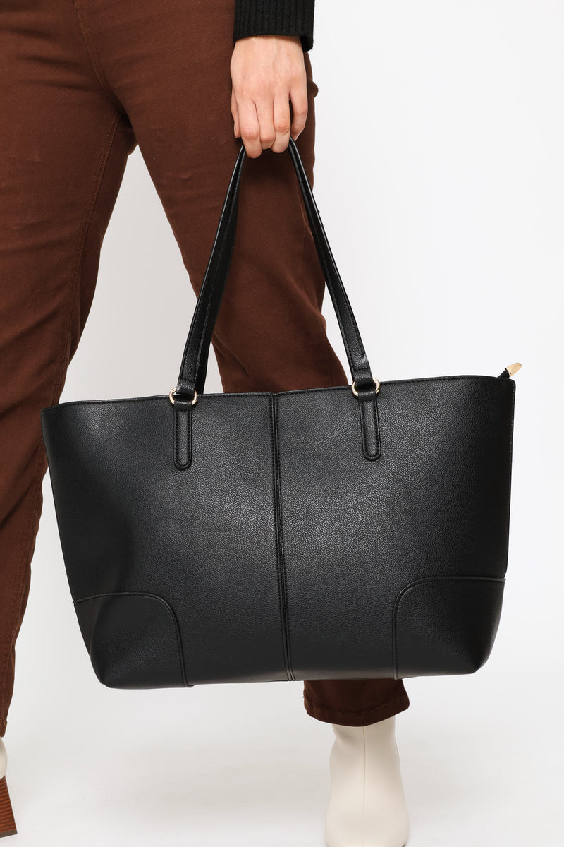 Panel Shopper Bag - Black