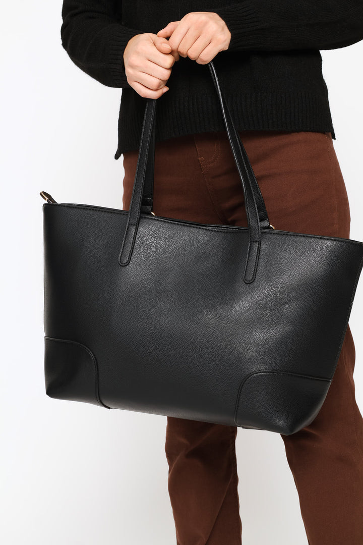 Panel Shopper Bag - Black