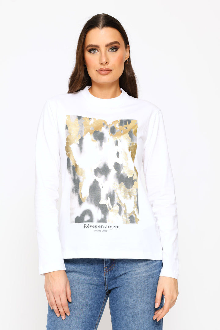 Abstract Foil Screen Tee - White