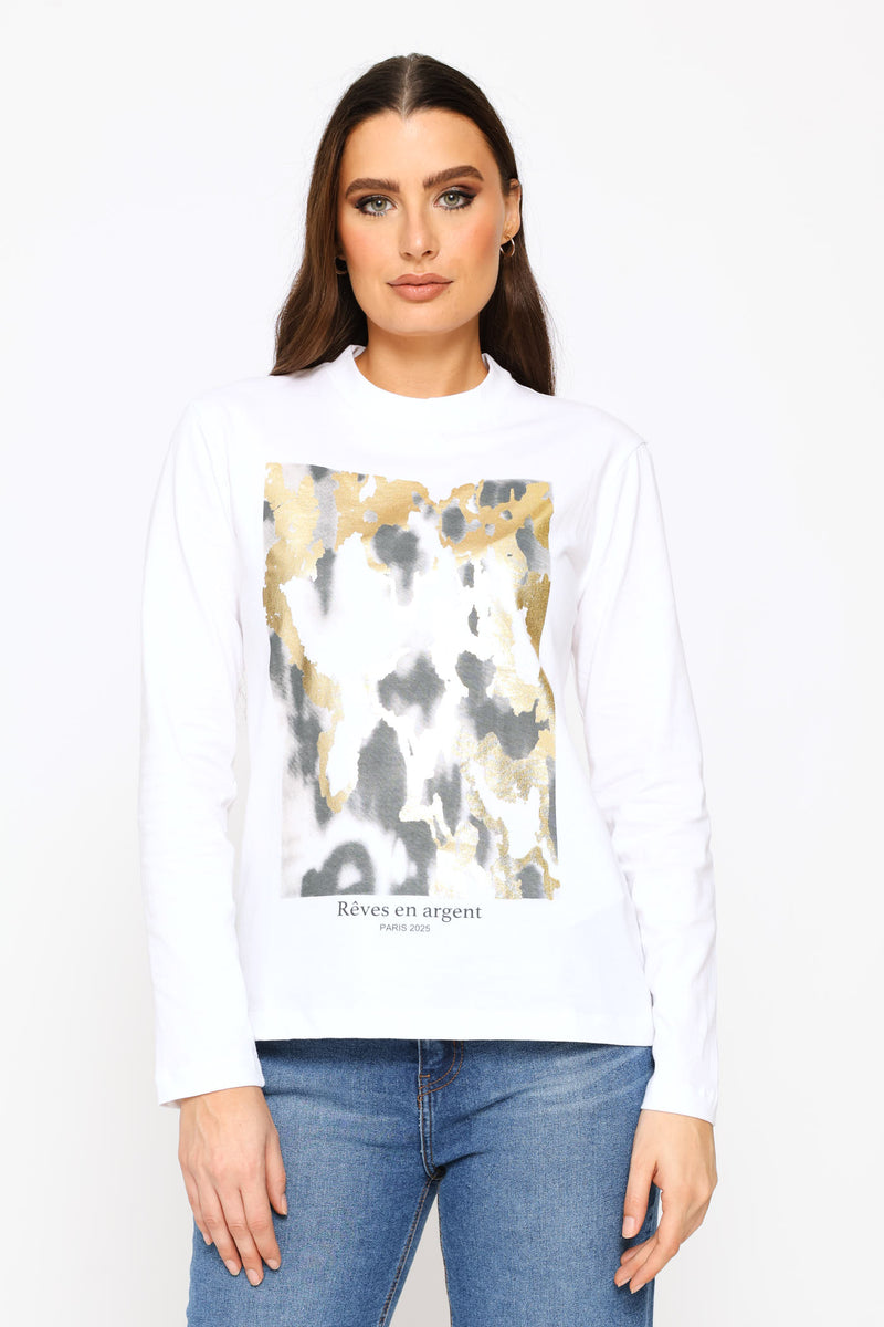 Abstract Foil Screen Tee - White