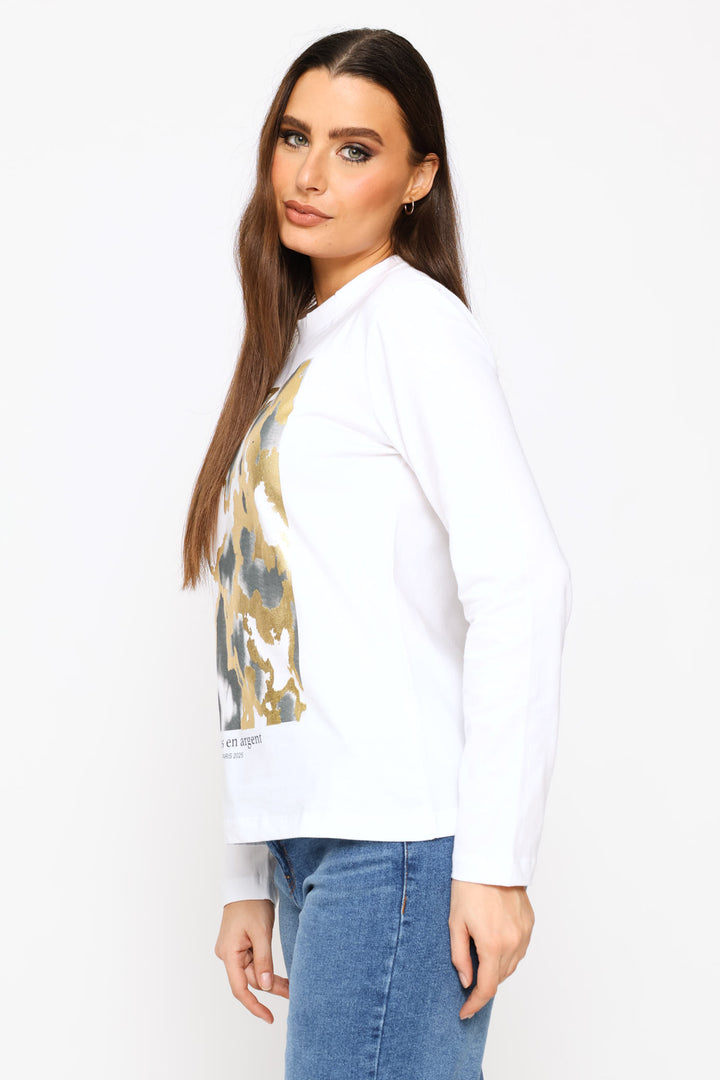 Abstract Foil Screen Tee - White