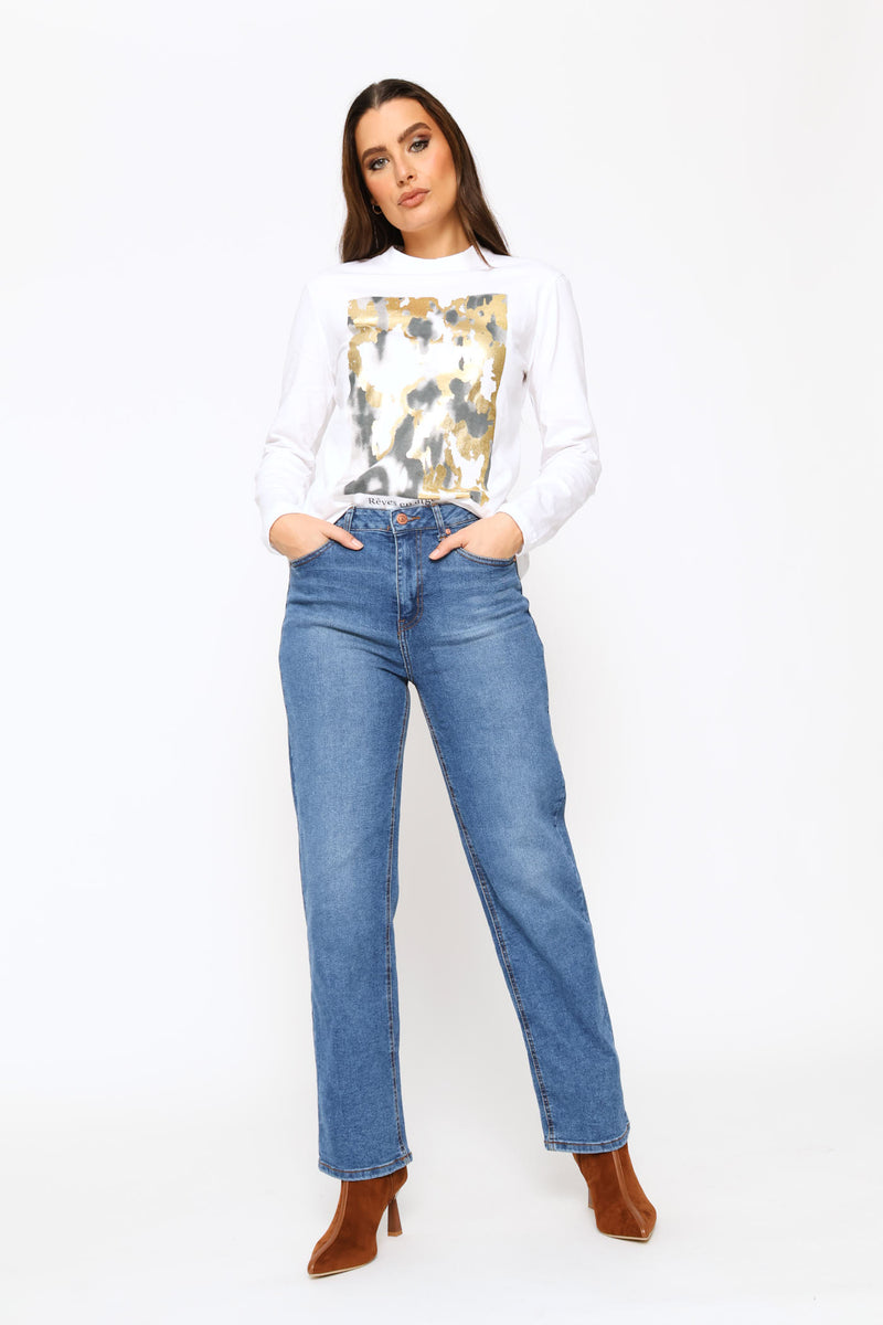Abstract Foil Screen Tee - White
