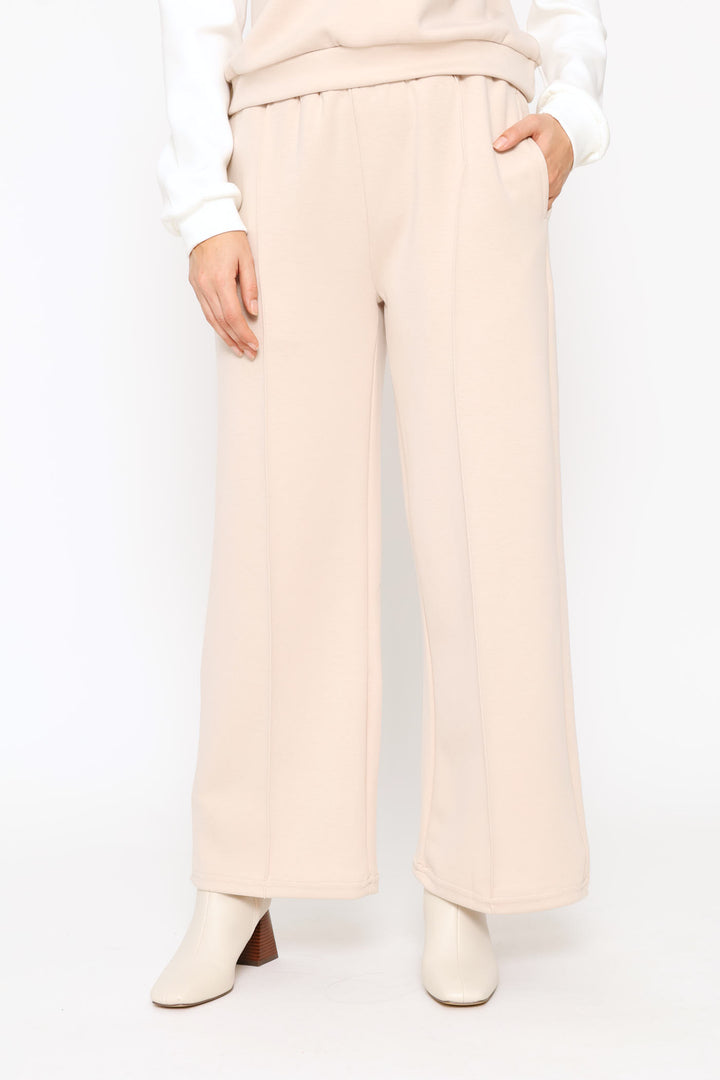 Plush Pintuck Jogger - Stone/White