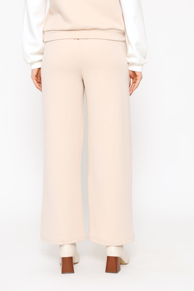 Plush Pintuck Jogger - Stone/White