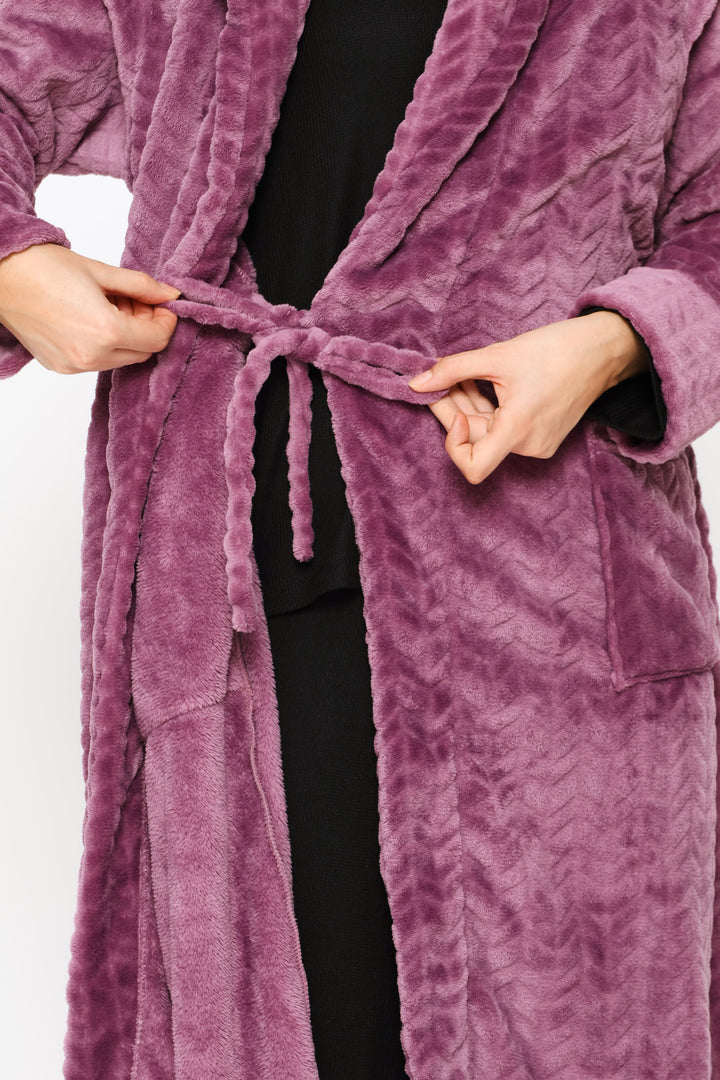 Embossed Chevron Wrap Gown - Purple