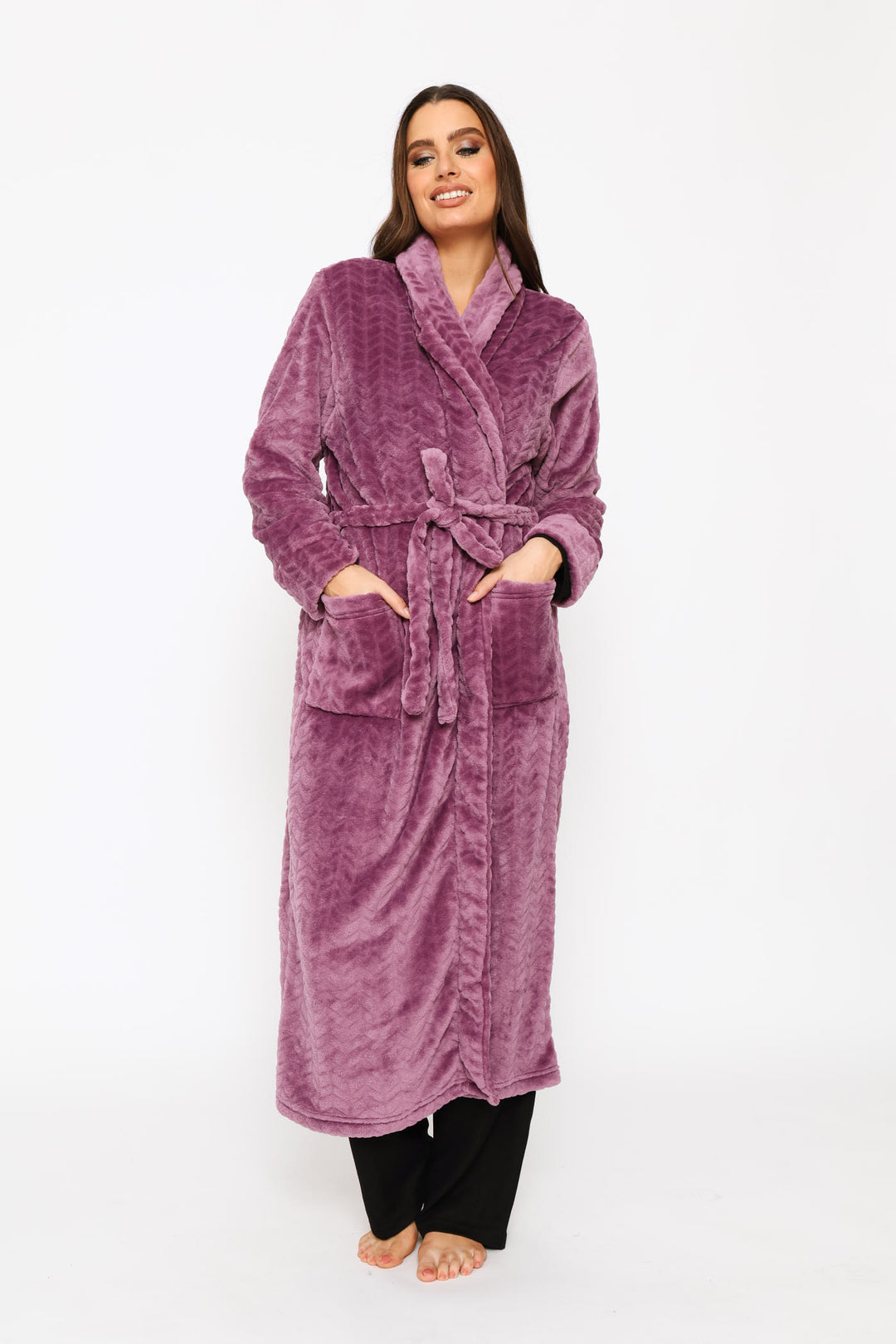 Embossed Chevron Wrap Gown - Purple