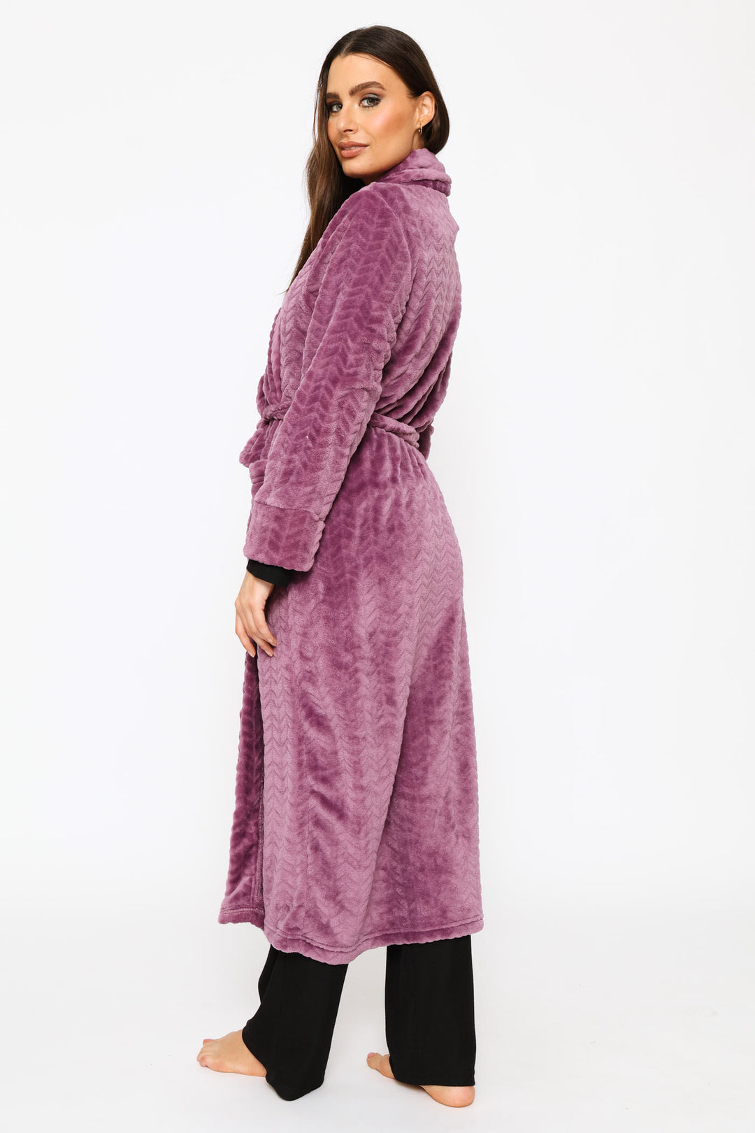 Embossed Chevron Wrap Gown - Purple