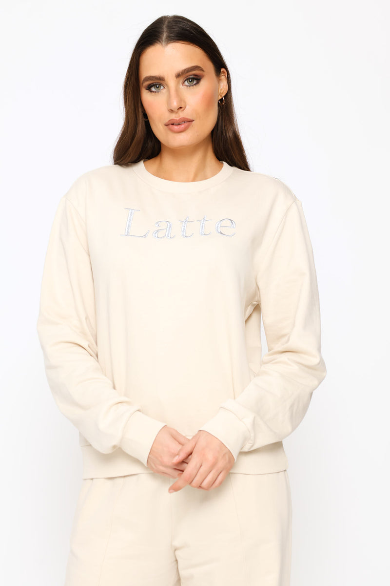 Embroidered Cotton Pullover - Light Stone