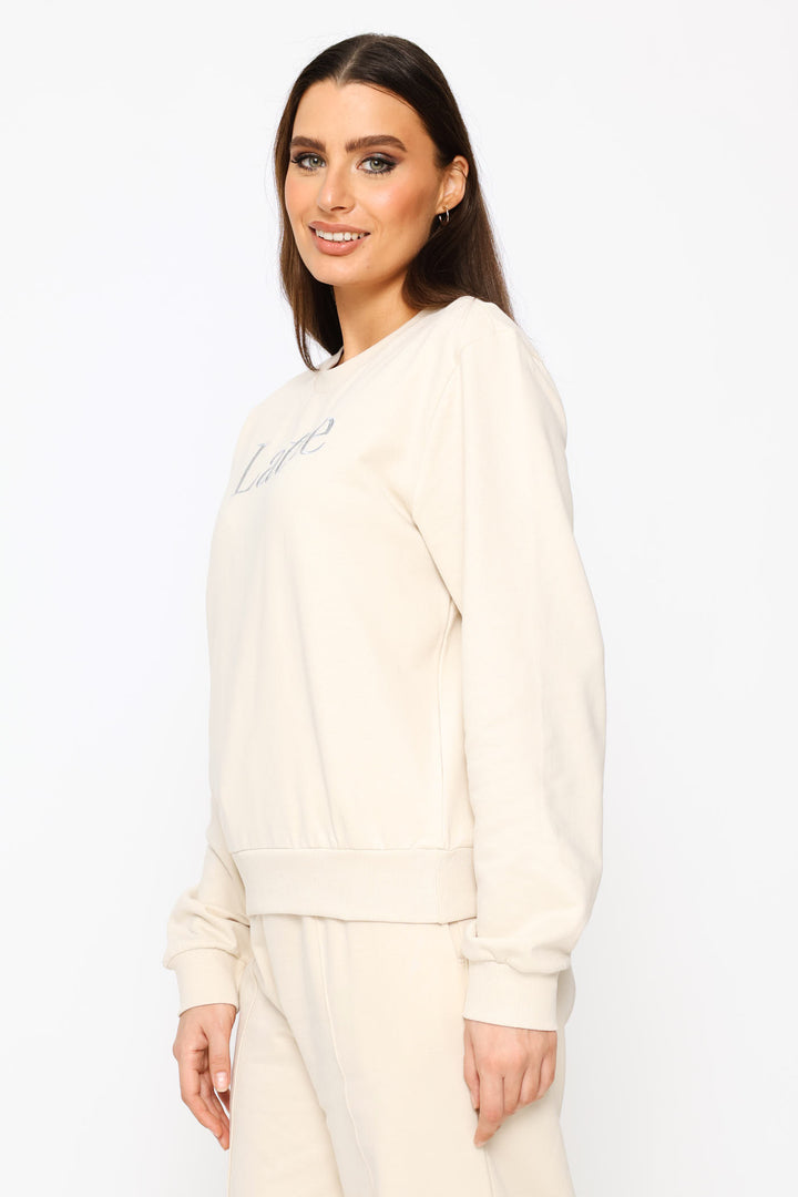 Embroidered Cotton Pullover - Light Stone