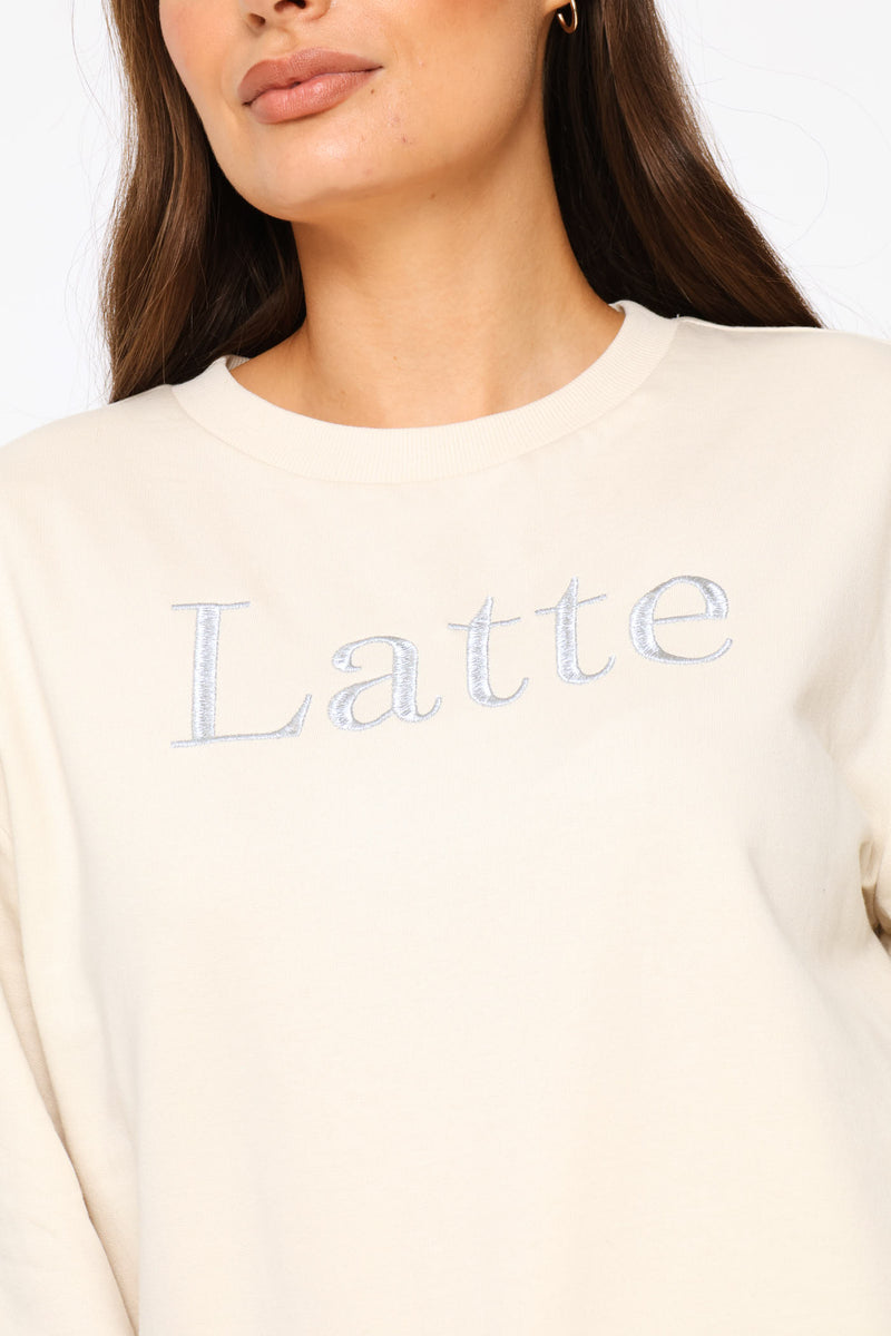 Embroidered Cotton Pullover - Light Stone