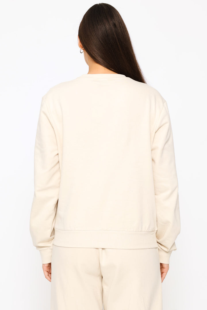 Embroidered Cotton Pullover - Light Stone