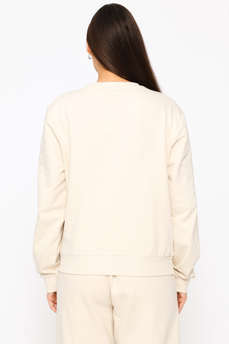 Embroidered Cotton Pullover - Light Stone