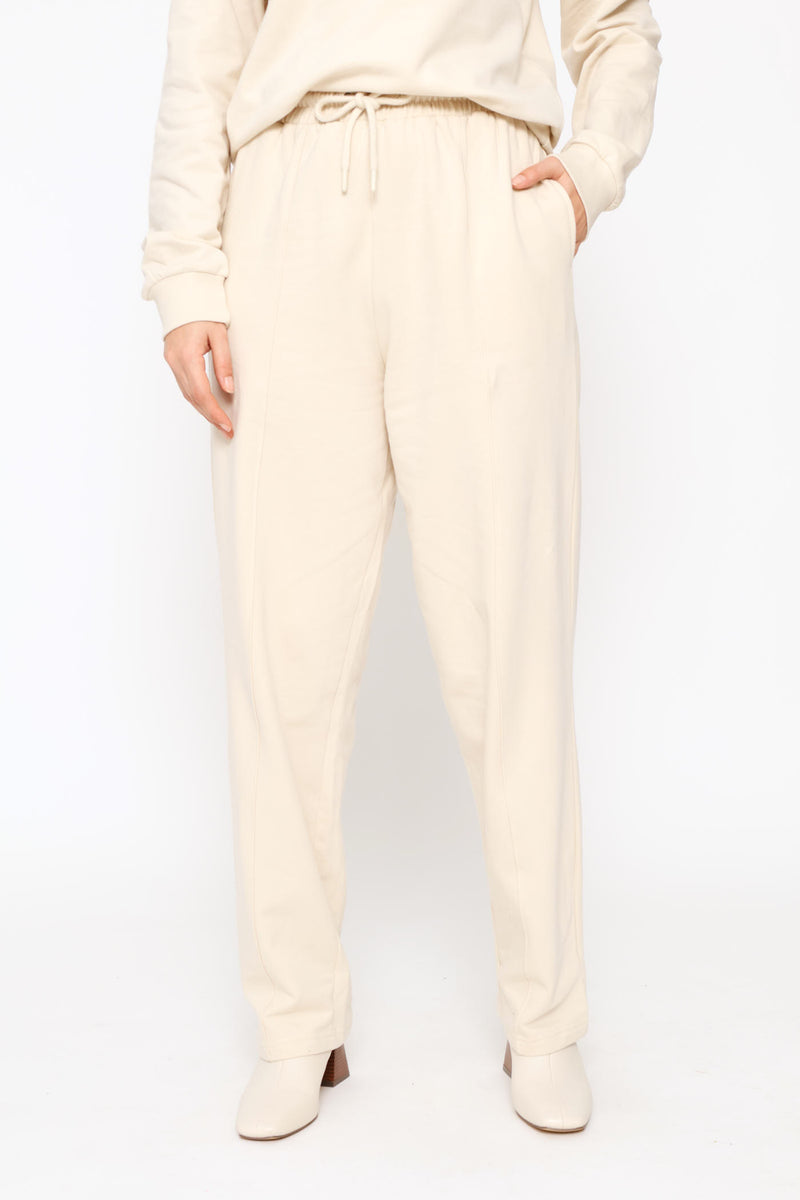 Wide Leg Cotton Jogger - Light Stone
