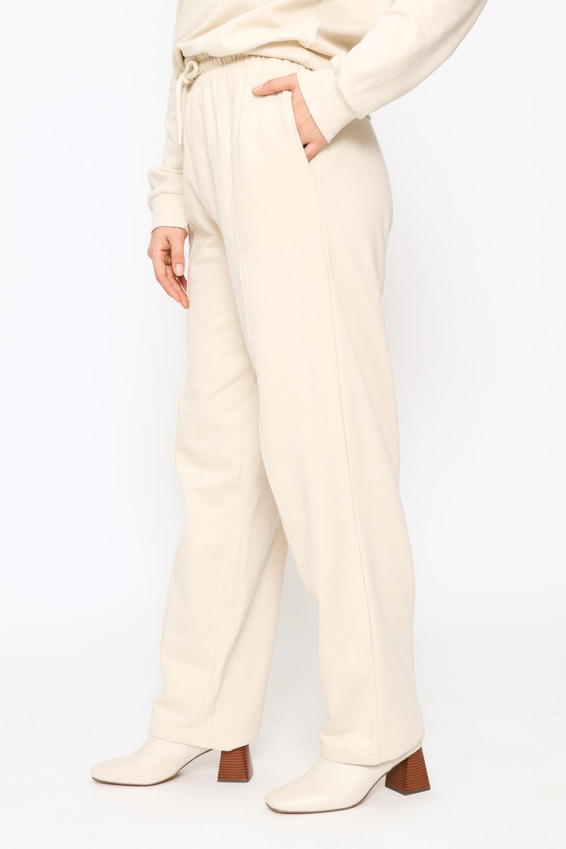Wide Leg Cotton Jogger - Light Stone