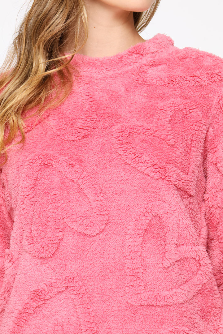 Long Sleeve Hearts Cosy Top & Jogger Set - Dusty Pink