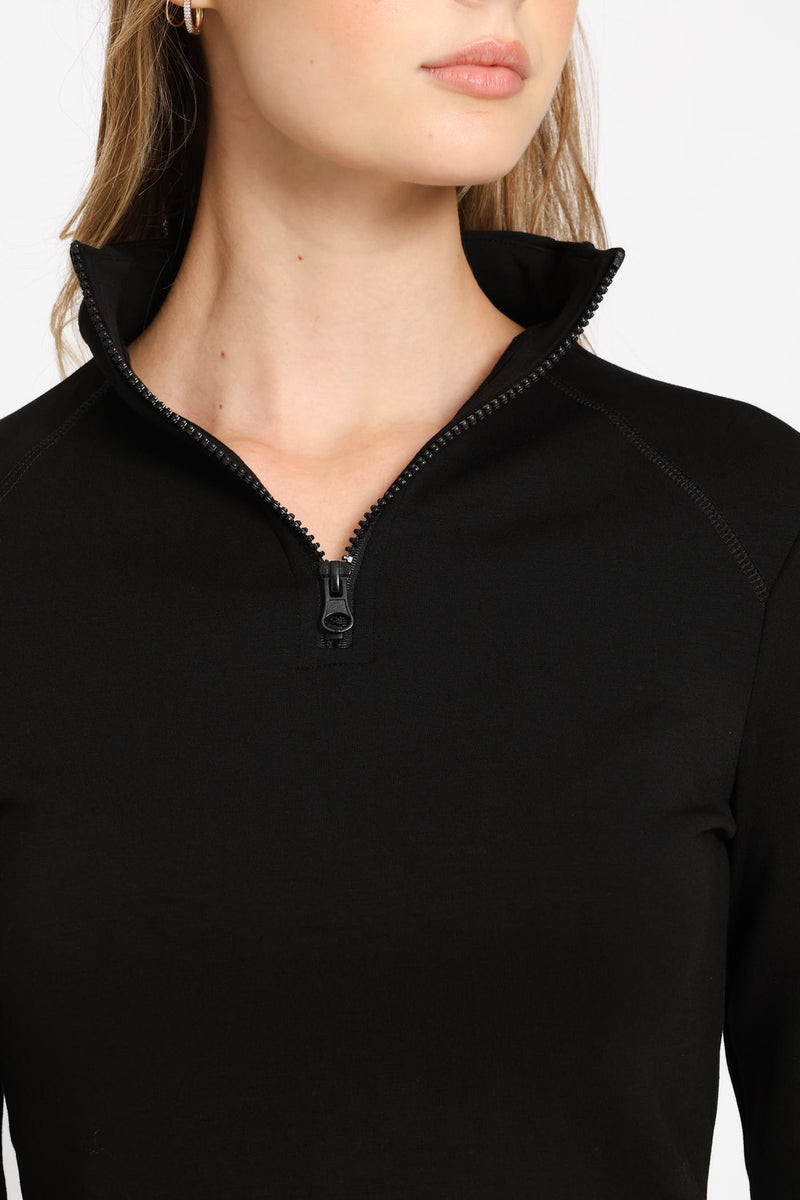 Soft Touch Quarter Zip Top - Black