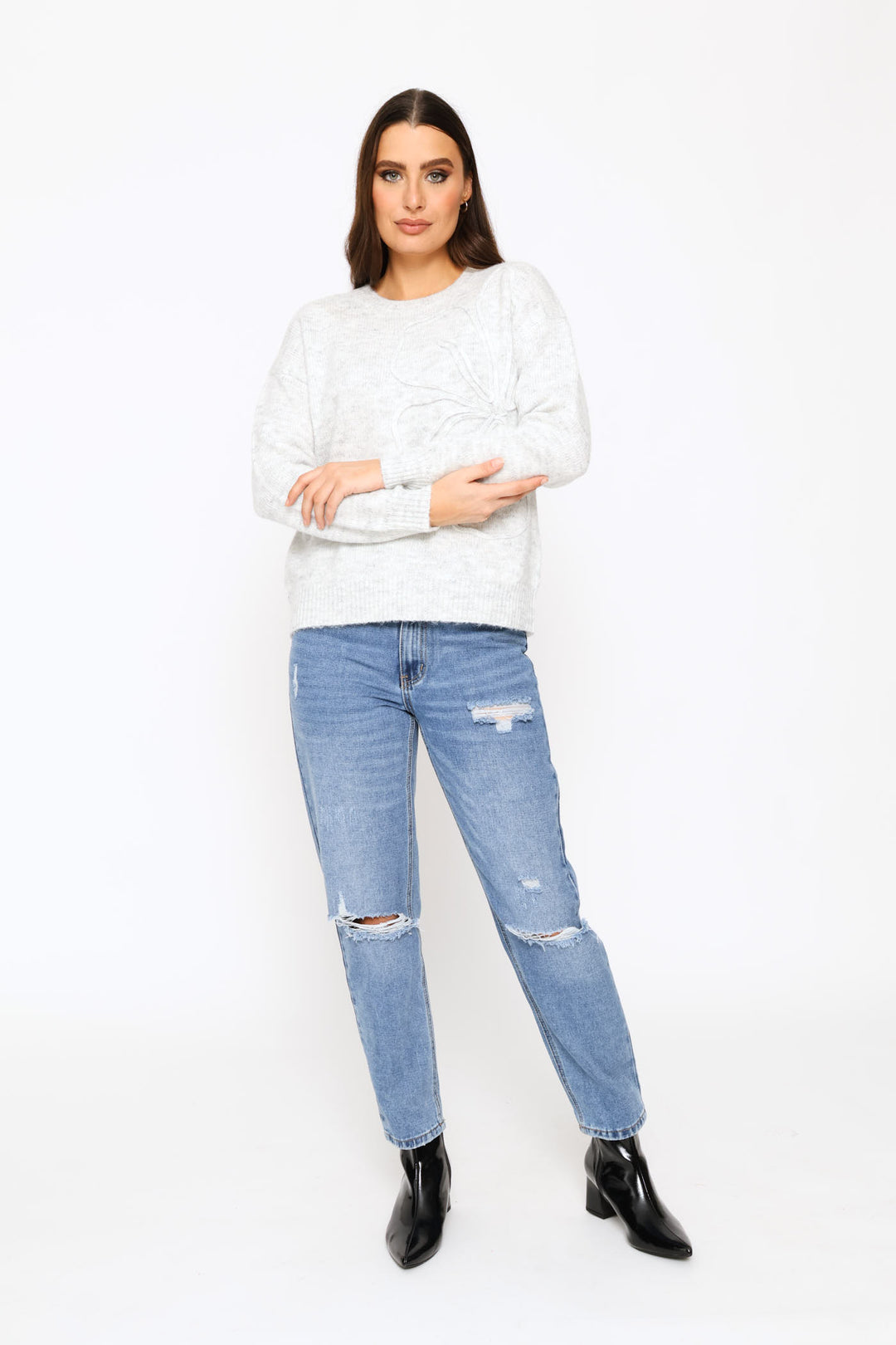 Tonal Cornelli Pullover - Grey Melange
