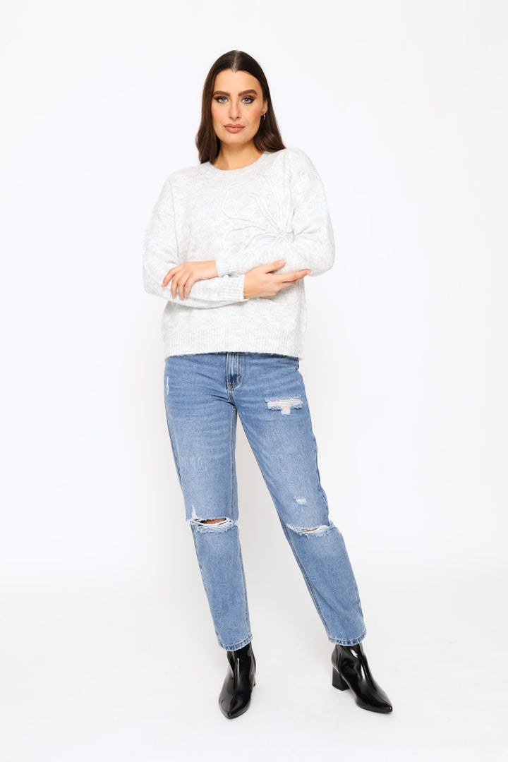 Tonal Cornelli Pullover - Grey Melange