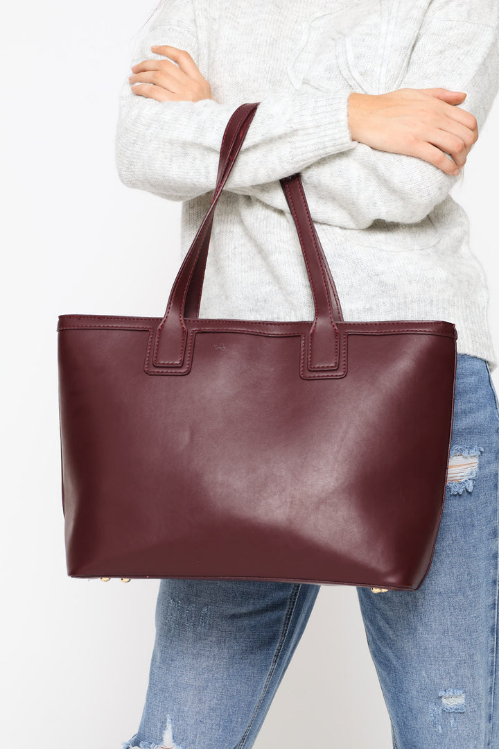 Topstich Shopper Bag - Burgundy