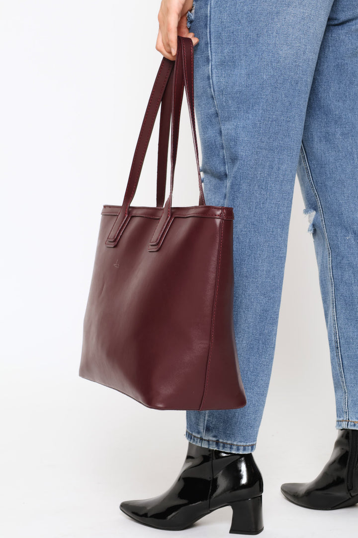 Topstich Shopper Bag - Burgundy