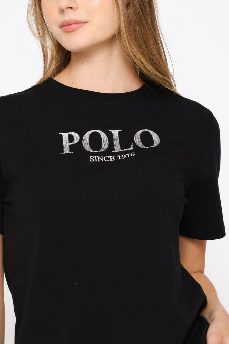 Quinn Embroidered T-Shirt - Black