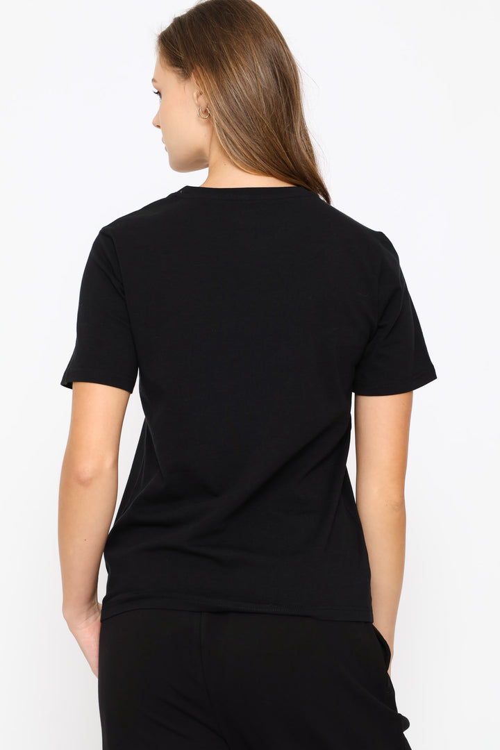 Quinn Embroidered T-Shirt - Black