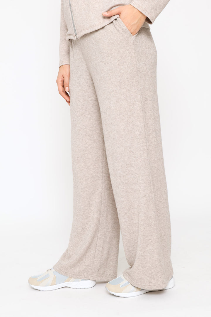 Luxe Leisure Wide Leg Trackpant  - Oatmeal Melange