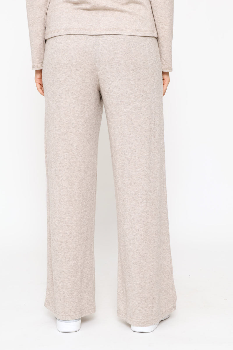 Luxe Leisure Wide Leg Trackpant  - Oatmeal Melange