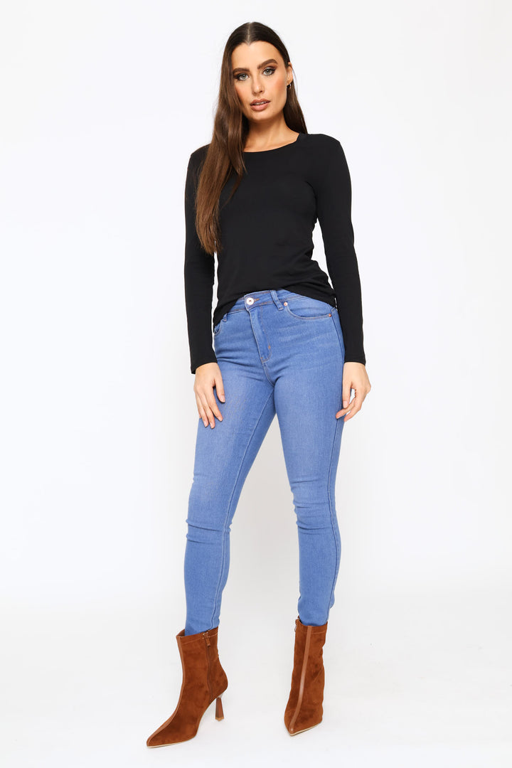 Long Sleeve Modal Blend Regular T-Shirt - Black