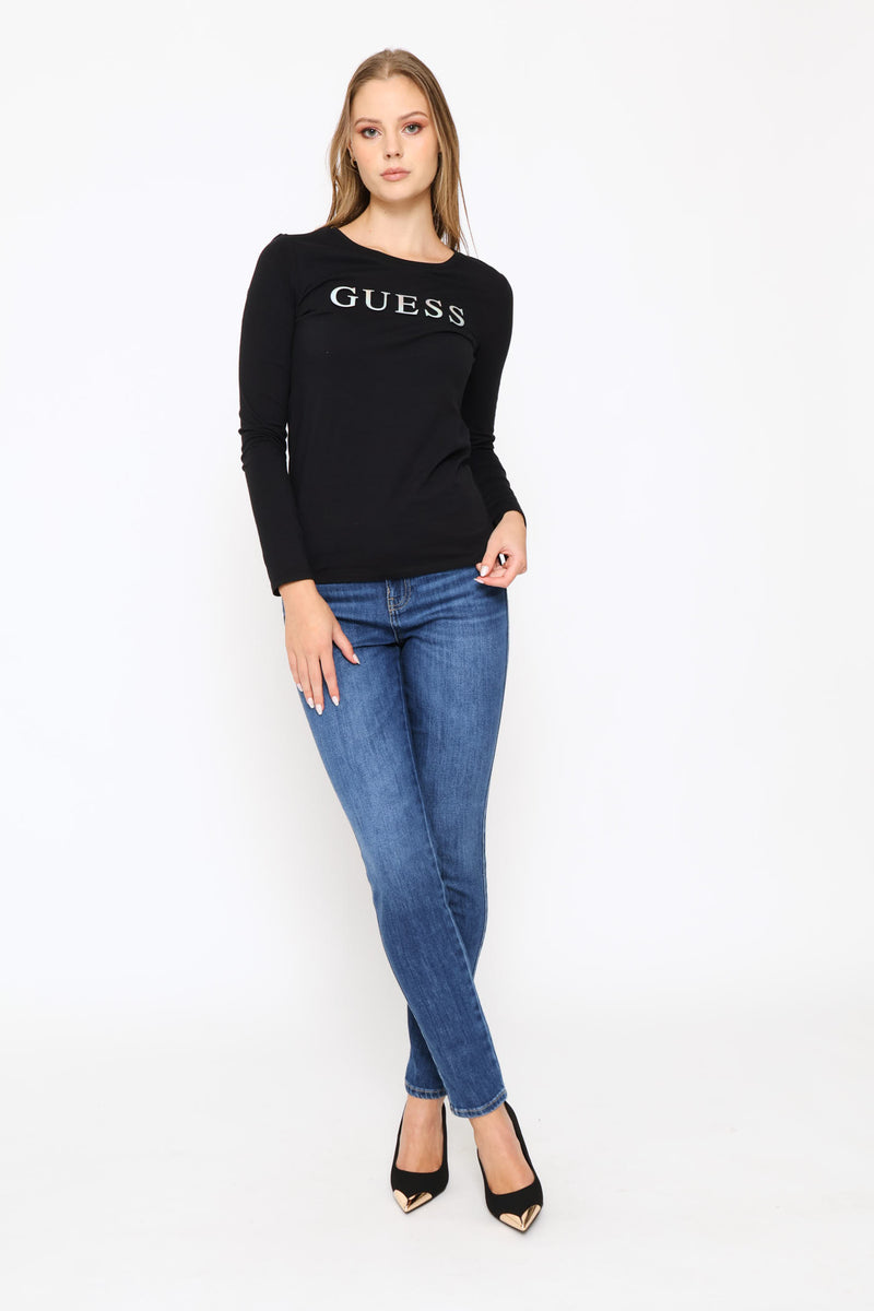 Long Sleeve Embossed Tee - Black