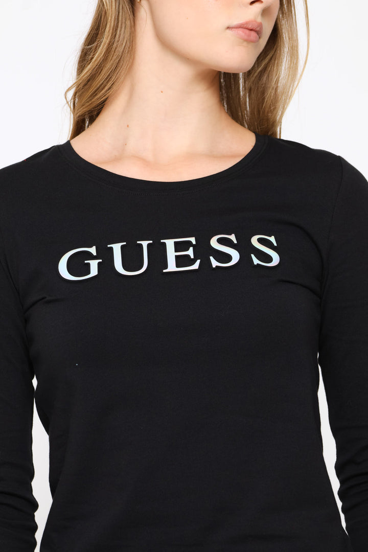 Long Sleeve Embossed Tee - Black