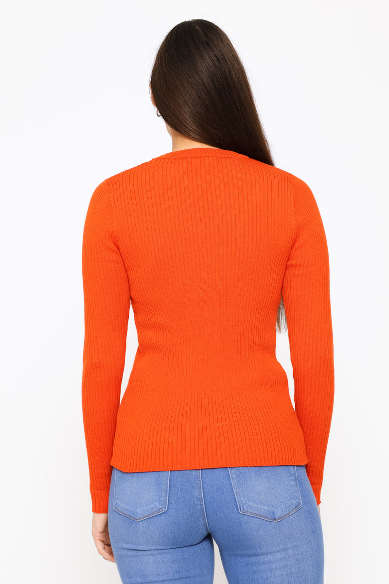 Plain Rib Pullover - Pumpkin