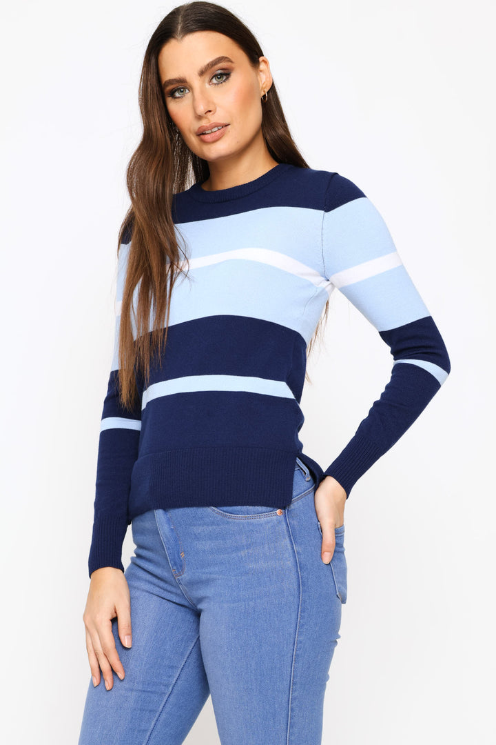 Colourblock Pullover - Navy/Blue