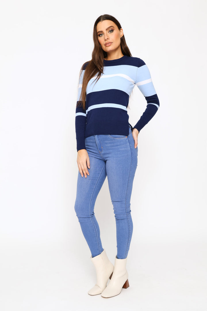 Colourblock Pullover - Navy/Blue