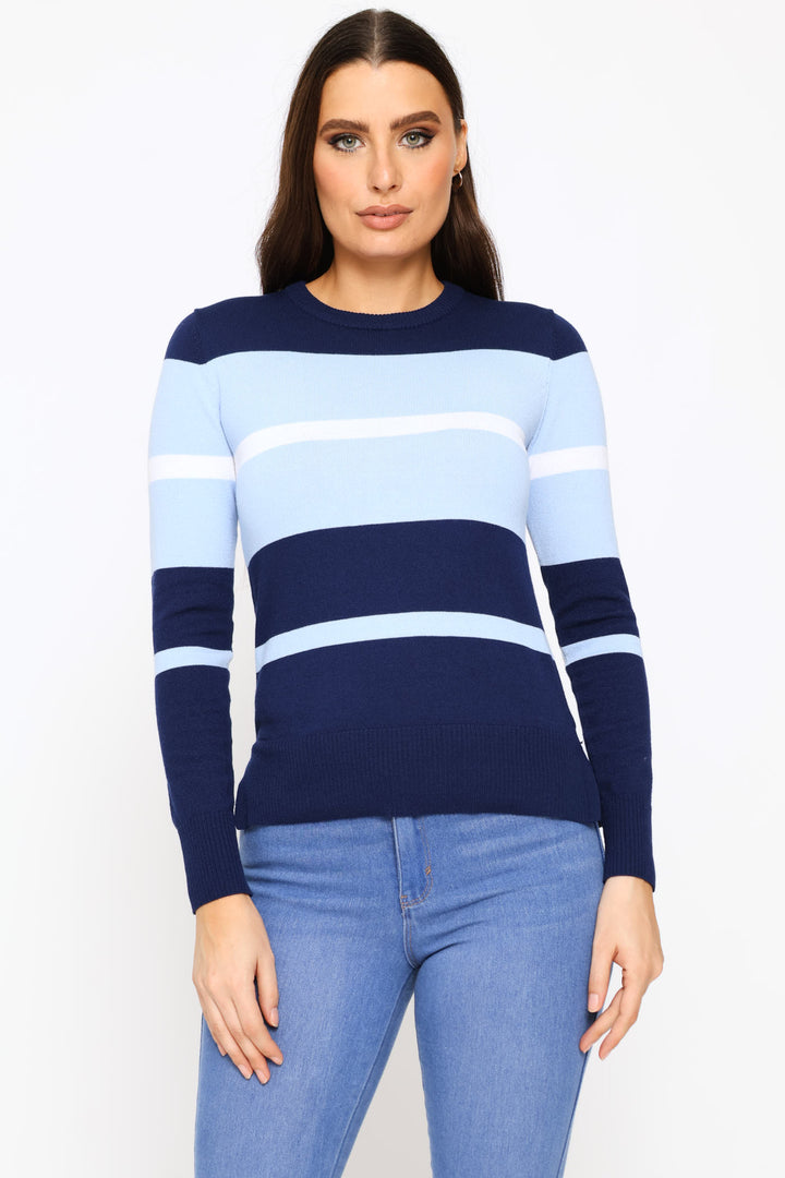 Colourblock Pullover - Navy/Blue