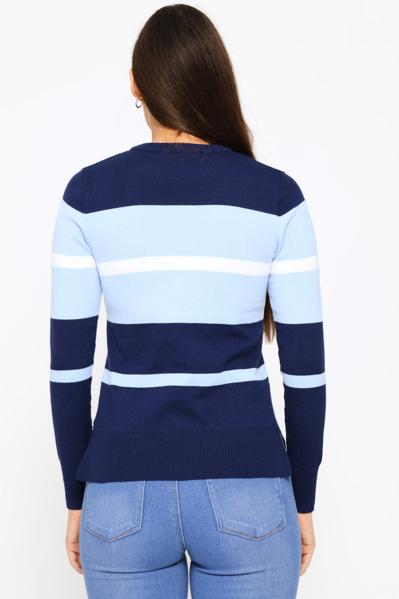 Colourblock Pullover - Navy/Blue