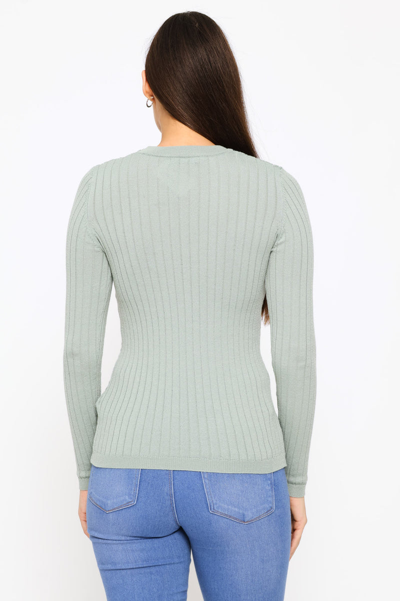Plain Cable Pullover - Sage