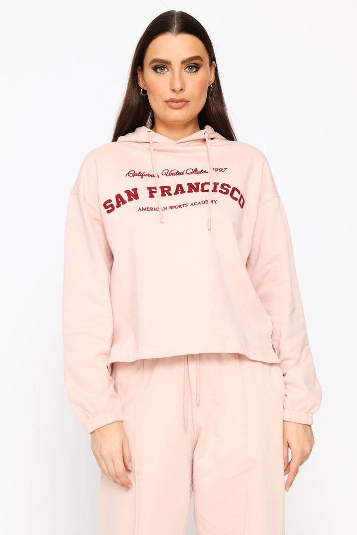 San Francisco Embroidered Hoody - Light Pink