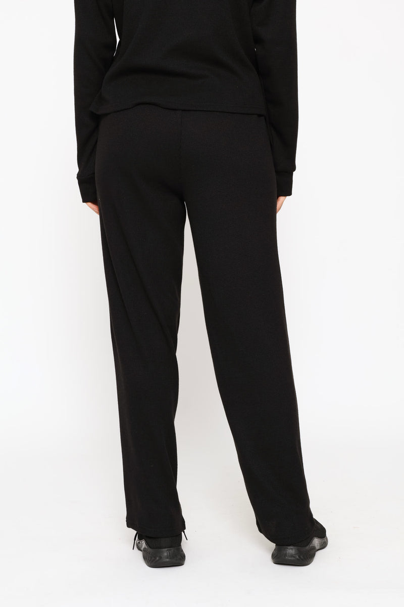 Pull On Waffle Tapered Leg Pant - Black