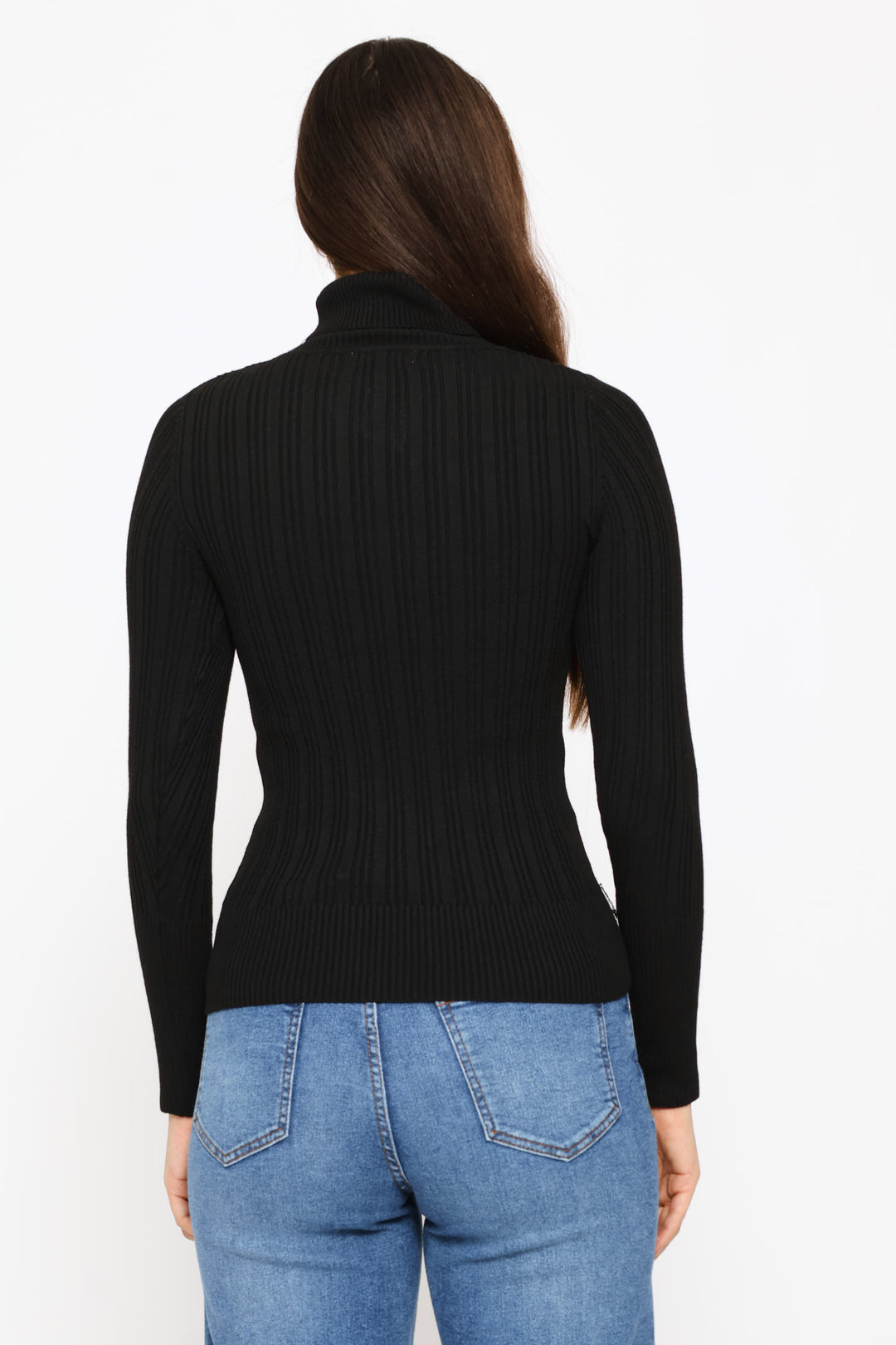 Plain Ribbed Poloneck - Black