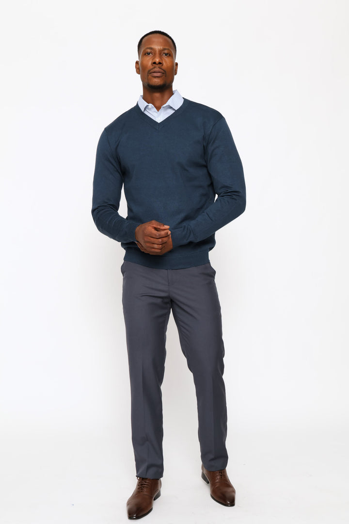 Long Sleeve V-Neck Pullover - Petrol