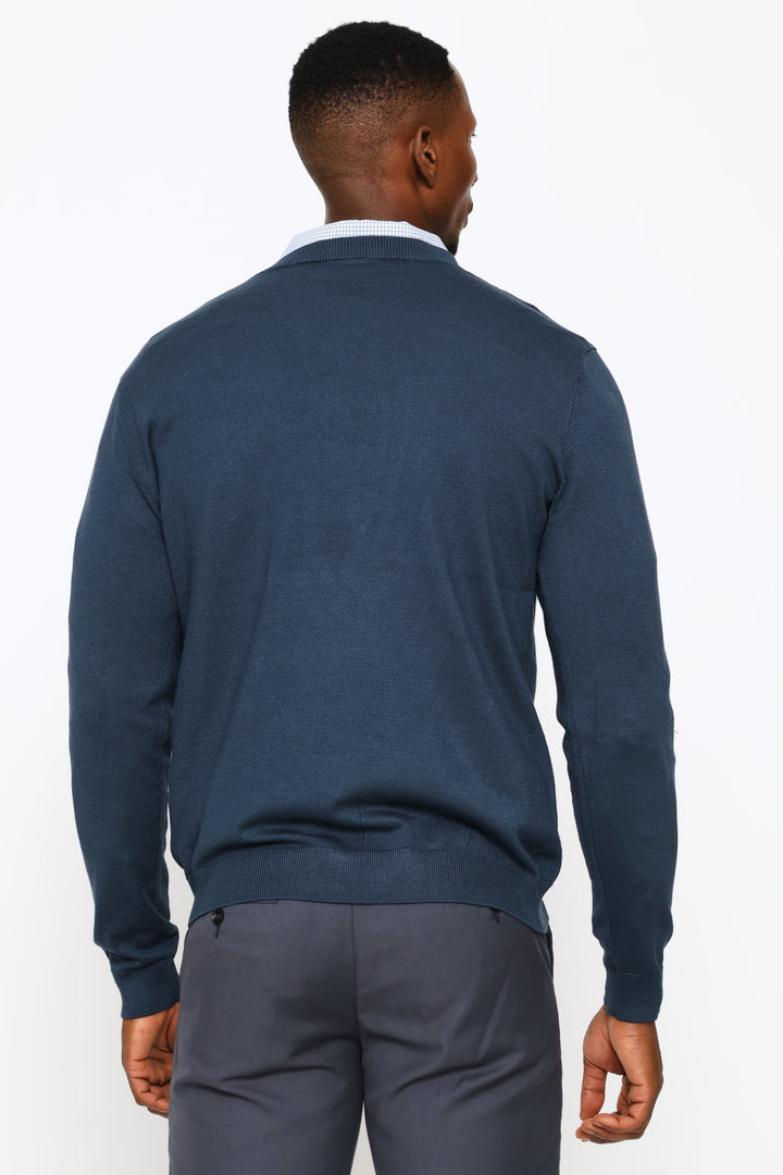 Long Sleeve V-Neck Pullover - Petrol