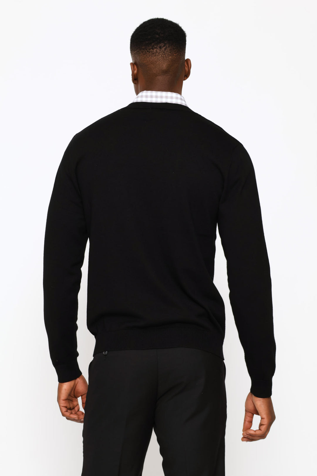 Long Sleeve V-Neck Pullover - Black