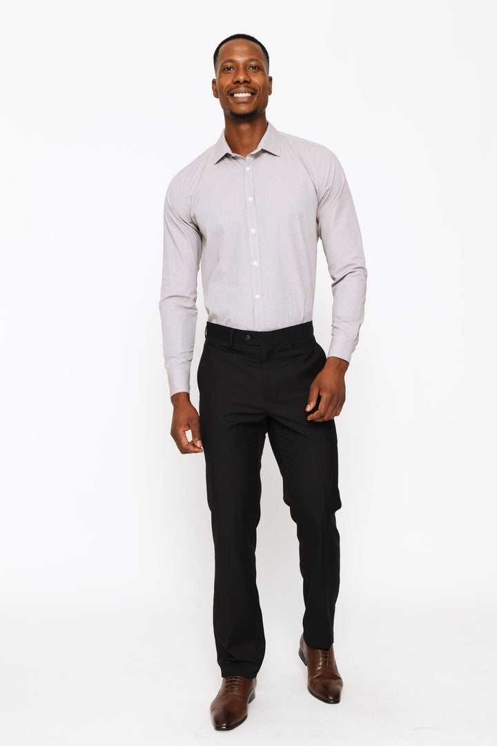 Slim Zig-Zag Textured Shirt - Brown/White