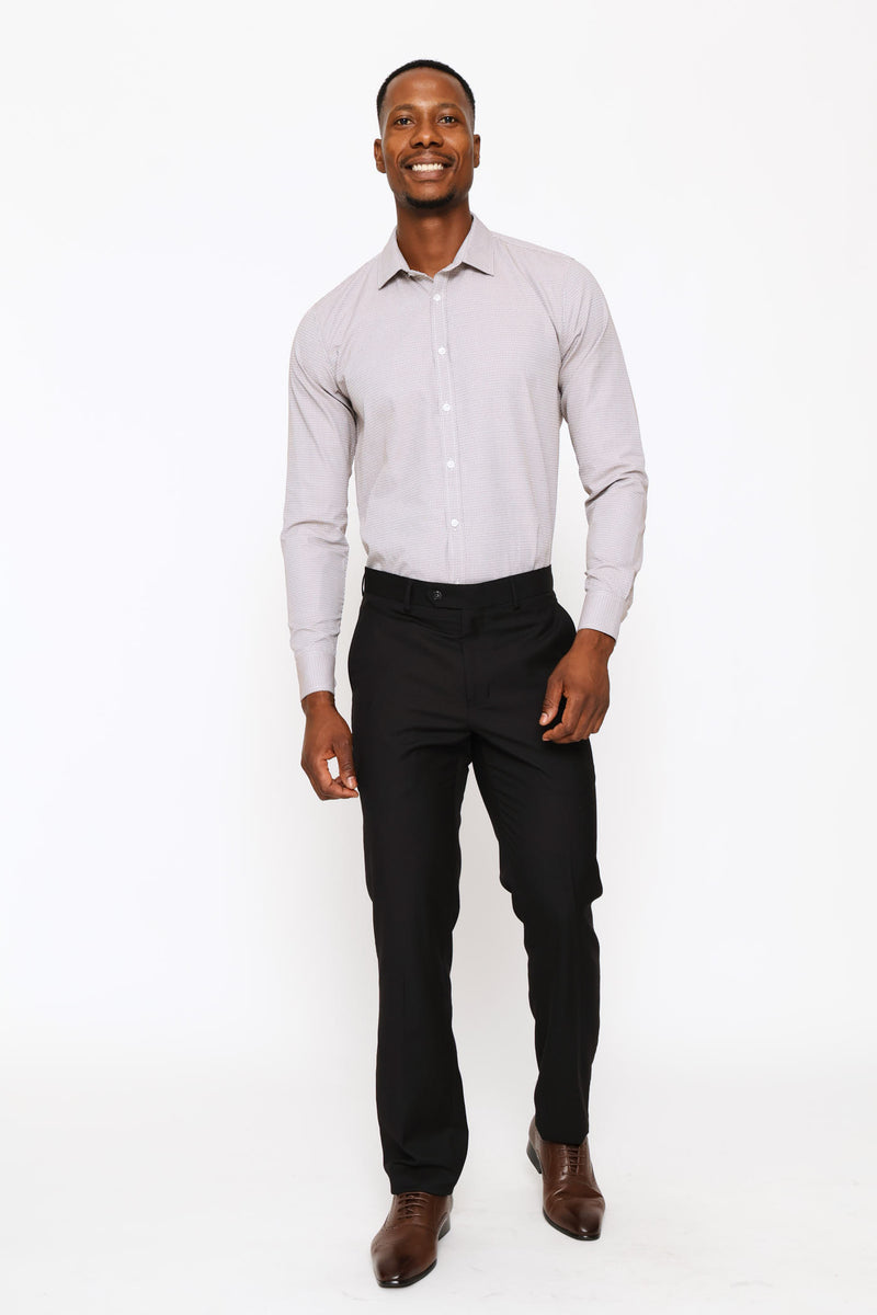 Slim Zig-Zag Textured Shirt - Brown/White