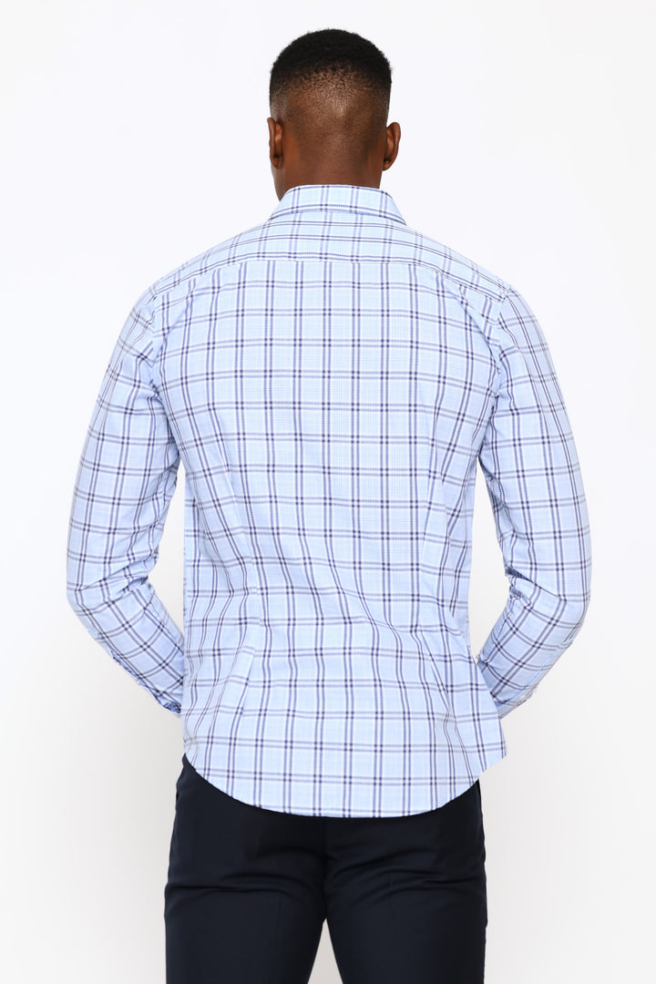 Slim Check Printed Shirt - Navy/Blue
