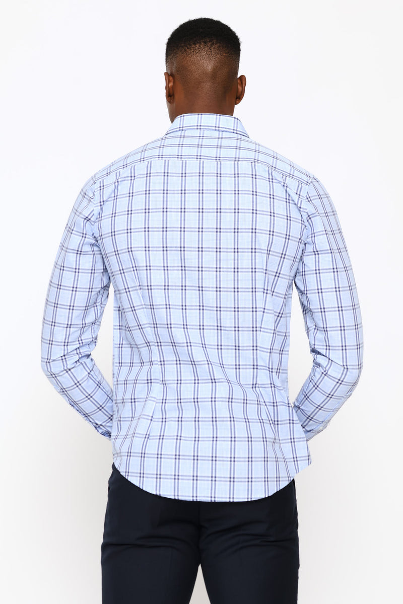Slim Check Printed Shirt - Navy/Blue