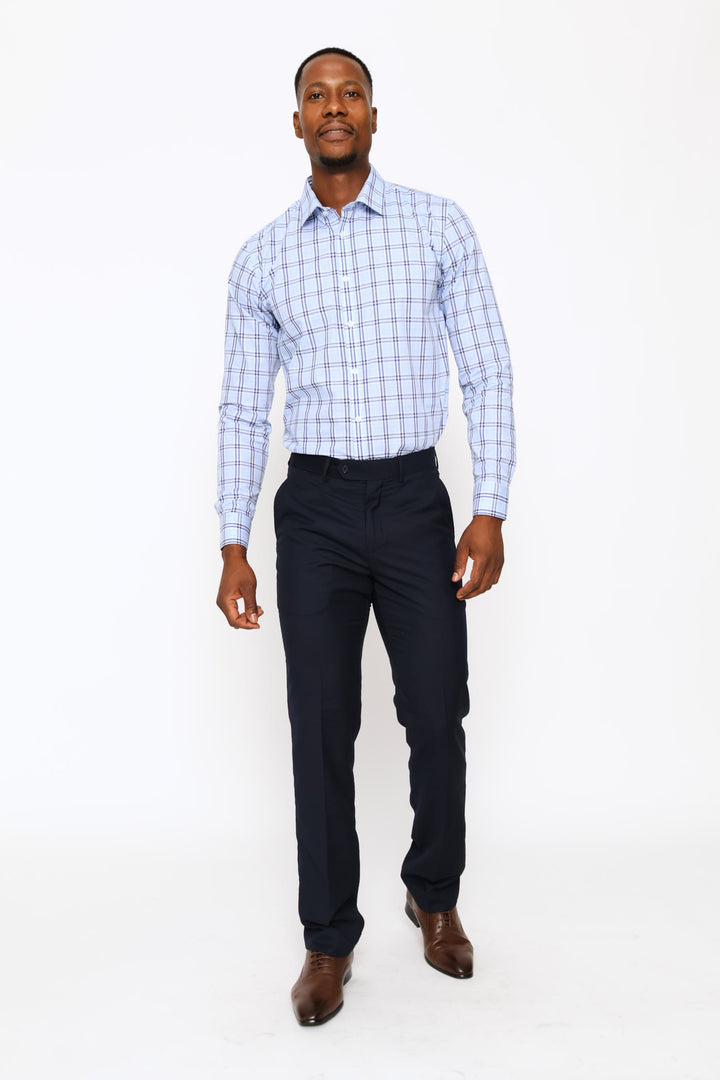 Slim Check Printed Shirt - Navy/Blue